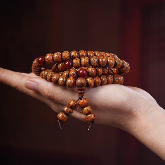 Tibetan Style 108 Star and Moon Bodhi Beads Prayer Bracelet - Mala Beads Wrist Rosary