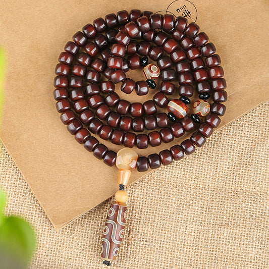 Tibetan Style 108 Star and Moon Bodhi Beads Prayer Bracelet - Mala Beads Wrist Rosary