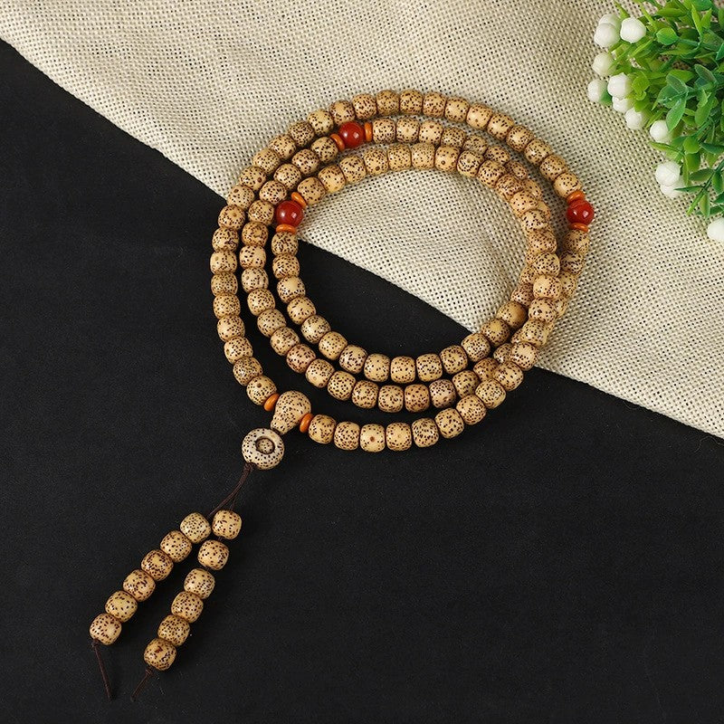 Tibetan Style 108 Star and Moon Bodhi Beads Prayer Bracelet - Mala Beads Wrist Rosary